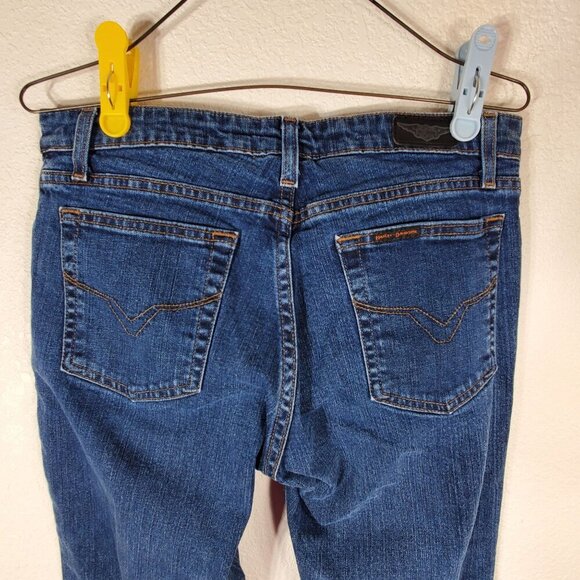 Harley-Davidson Womens Regular Fit Blue Denim Jeans Size 8 Bootcut - Picture 9 of 11